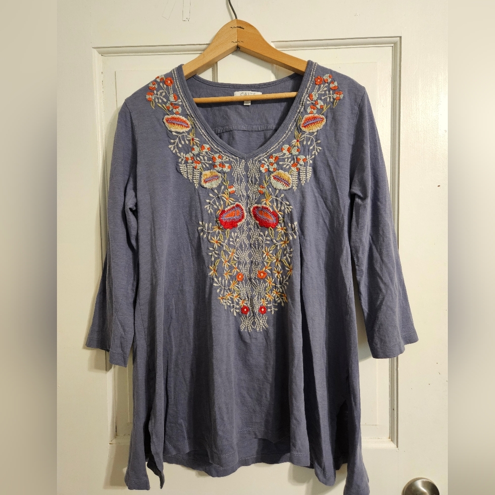 Caite Size Medium Embrodiered Blouse Top